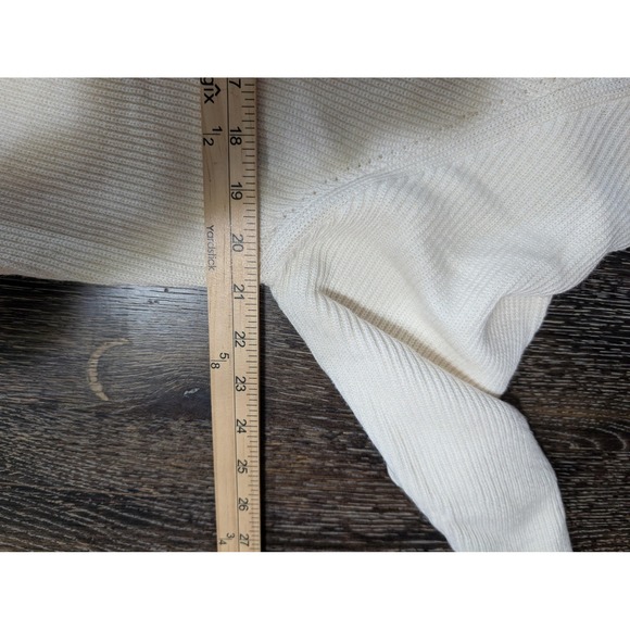 Athleta Sweater Womens Large White Hanover V Neck Tunic Pullover Knit Side Slits - Picture 6 of 7